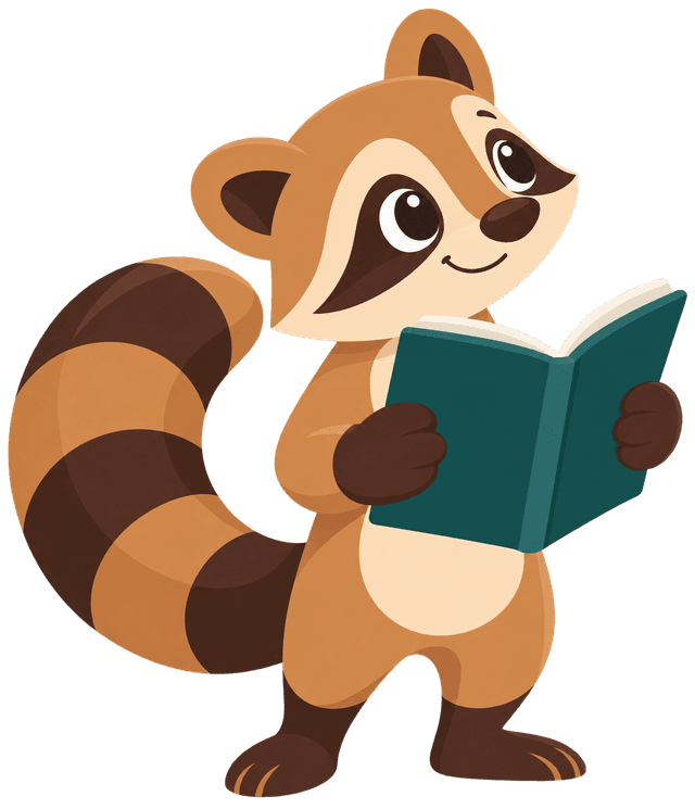 Cadu, mascote do Caderno Aberto segurando um livro